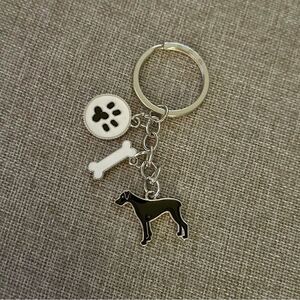 Great Dane Dog Black Enamel Keychain
